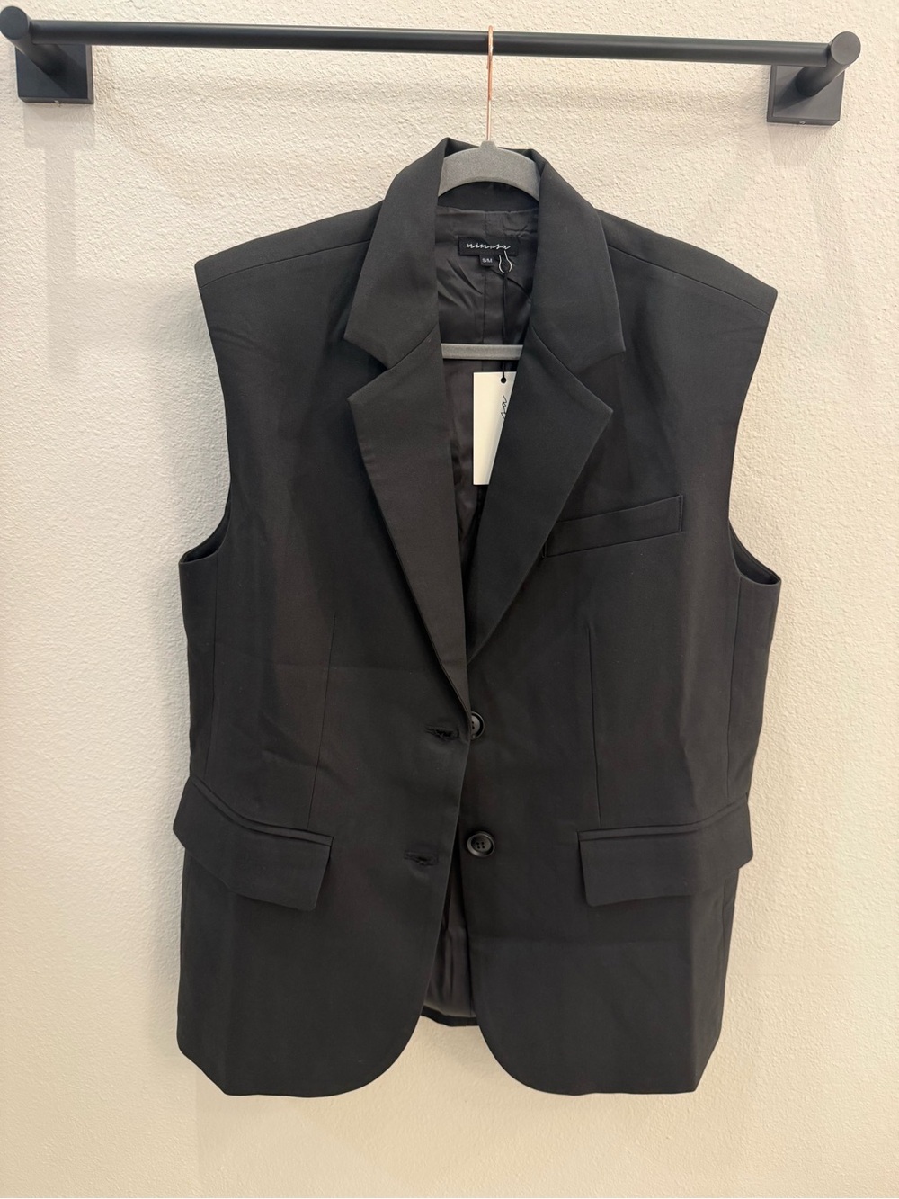 Sleeveless Black Oversized Blazer